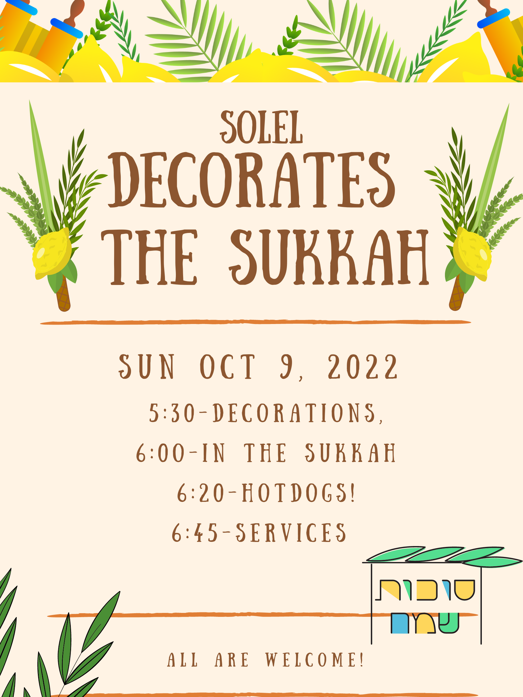 Solel Decorates the Sukkah